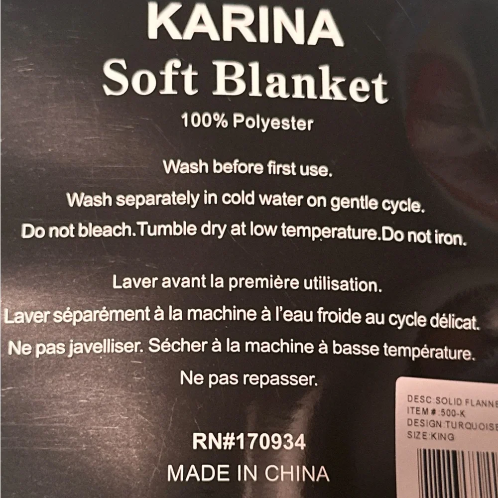 NWT KARINA KING SIZE FLANNEL/VELOUR‎ BLANKET